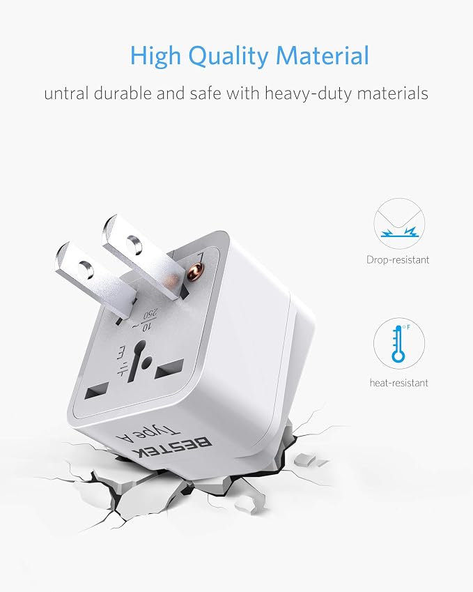 BESTEK Japan Travel Plug Adapter, Grounded Universal Type A Plug Adapter JP to - Image 6