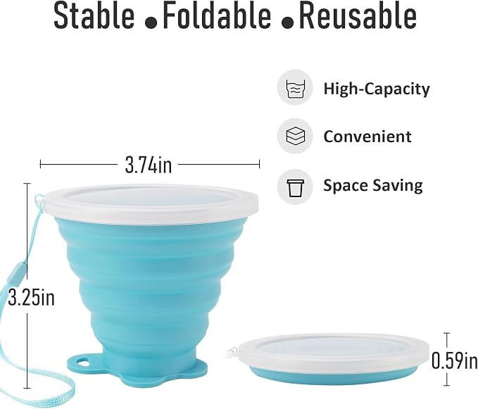 JBER Silicone Collapsible Travel Cup, 4 Pack Silicone Folding Camping Cup - Image 3