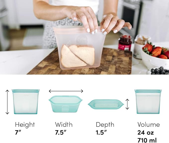 Zip Top Reusable Food Storage Bags | Sandwich Bag | Silicone Meal Prep - Image 4