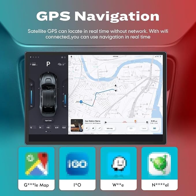 Kunfine CarPlay Android Auto Navigation Stereo GPS Radio Reverse Camera Display - Image 4