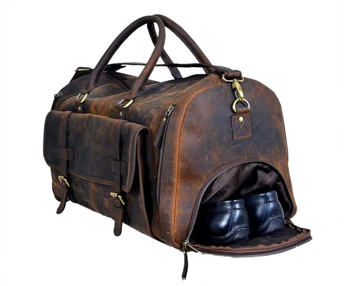 24 Inch Genuine Leather Duffle Bag - Image 4