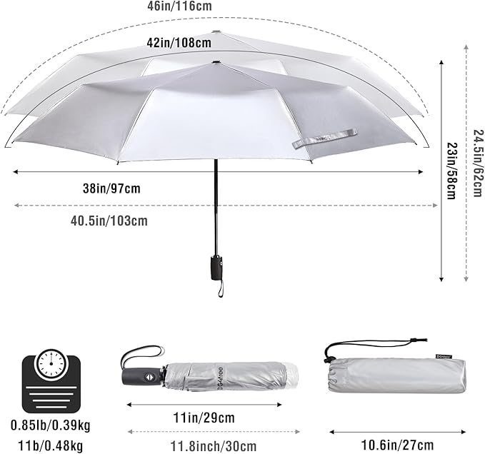 G4Free UPF 50+ UV Protection Large Travel Umbrella 42/46 Inch Auto Open Close - Image 3