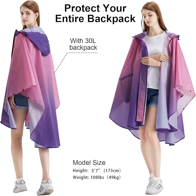 Rain Poncho Jacket Coat Hooded Zipper Style - Image 5