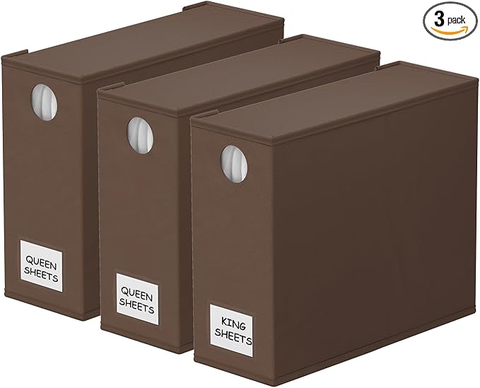 SpaceAid 3 Pack Bed Sheet Organizers and Storage, Foldable Sheet Organizer by SpaceAid