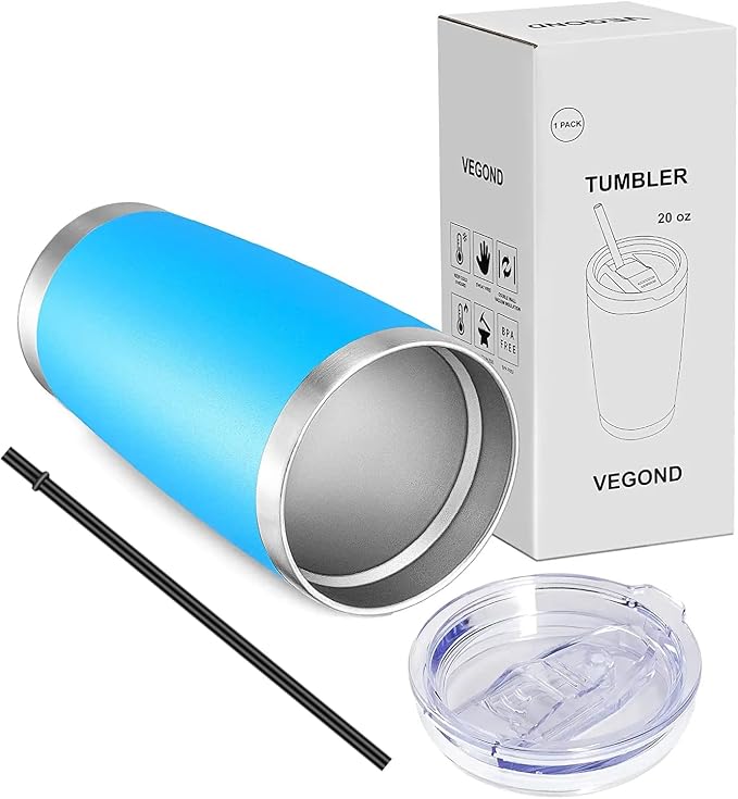 VEGOND 20oz Tumbler with Lid and Straw Stainless Steel Tumbler Cup Bulk Vacuum - Image 6