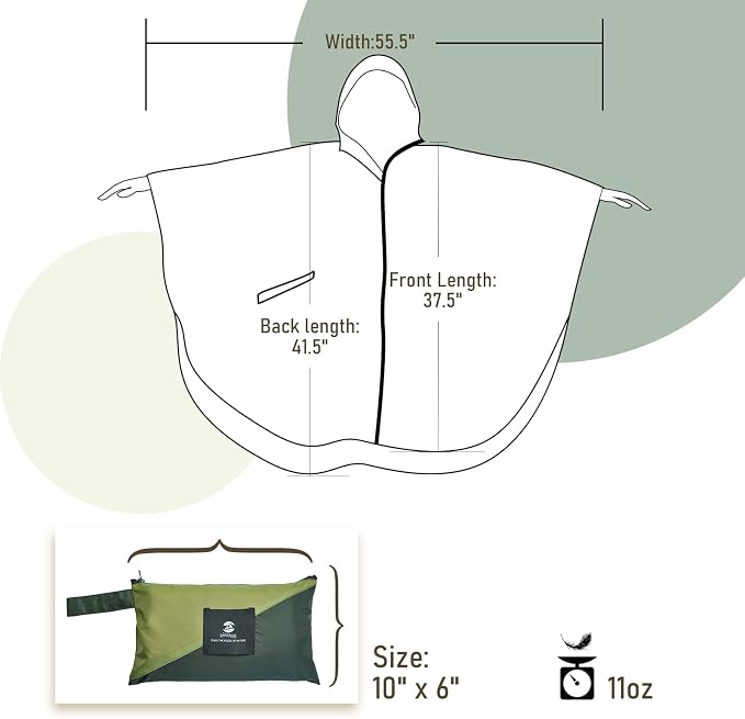 SaphiRose Rain Poncho Jacket Coat Hooded - Image 7