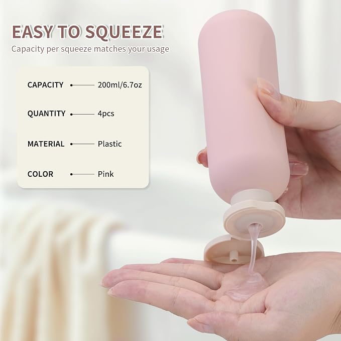 6.7oz Travel Shampoo Bottle, Empty Plastic Squeeze Bottles - Image 2