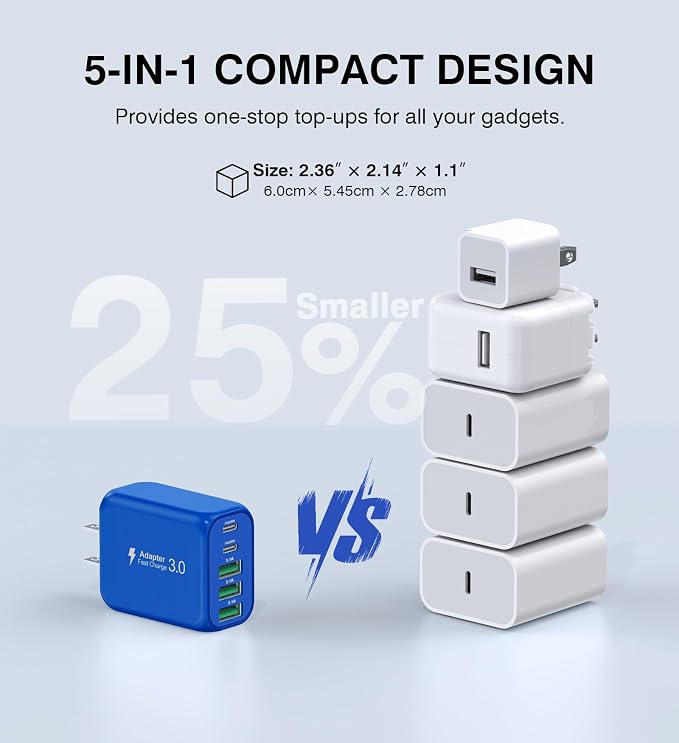 50W USB C Wall Charger Block, 5-Port C Charger Fast Charging Block PD Power - Image 4