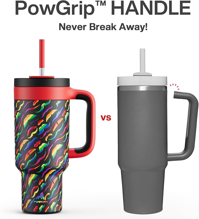 POWCAN 40 oz Tumbler with Handle, 2-in-1 Straw and Sip Lid, Dishwasher Safe - Image 3