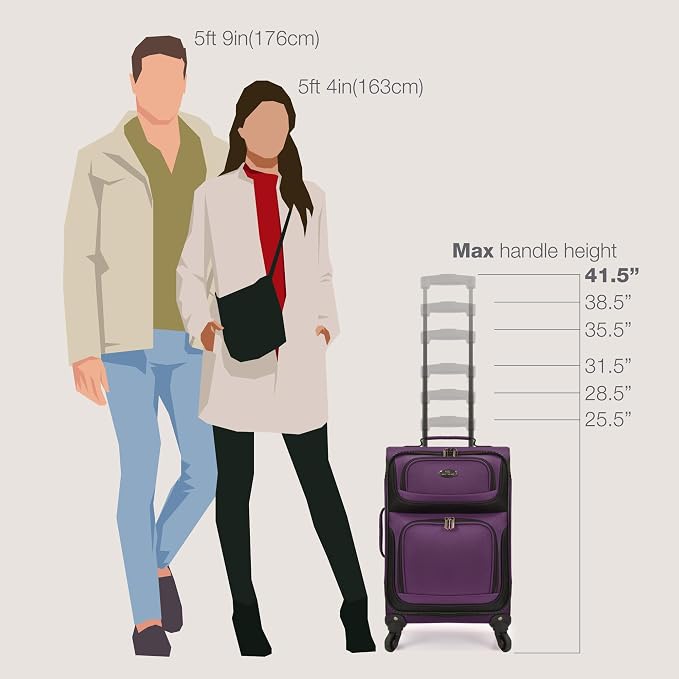 U.S. Traveler Lightweight Rolling 20" Carry On Luggage Softside Suitcase - Image 6