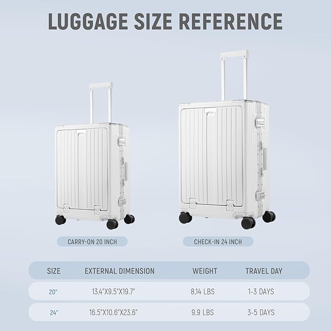 UrbanExplorer 20 Inch Carry On Luggage TSA Approved, Aluminum Frame Zipperless - Image 3