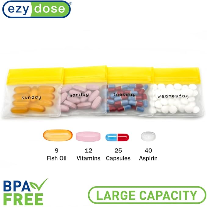 EZY DOSE Reusable 7-Day AM/PM Pill Pouch Set, Durable Multi-Purpose - Image 2