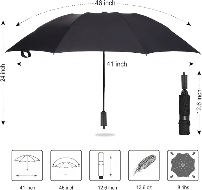 LANBRELLA Compact Reverse Folding Umbrella Auto Windproof Travel Umbrella - Image 6