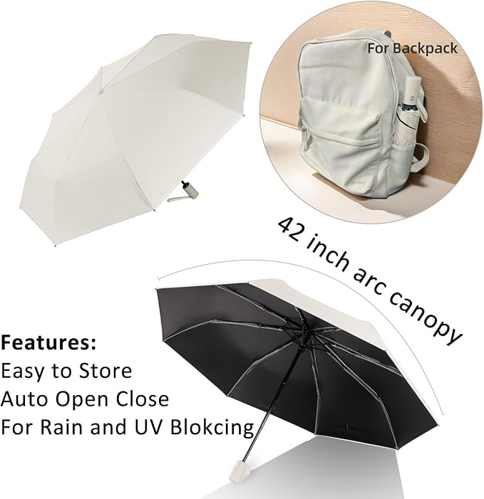 BAODINI Small UV Protection Travel Umbrella Compact - Image 3
