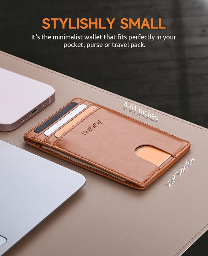 Buffway Mens Slim Wallet, Minimalist Thin Front Pocket Leather Credit Card - Image 6