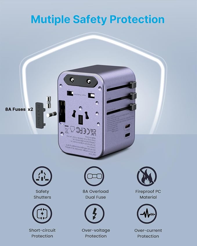 Universal Travel Adapter, VINTAR 35.5W International Power Adapter - Image 5