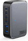 USB C Charger 200W USB Charging Block, 6 Ports GaN IV Foldable Wall Charger by GKUTW