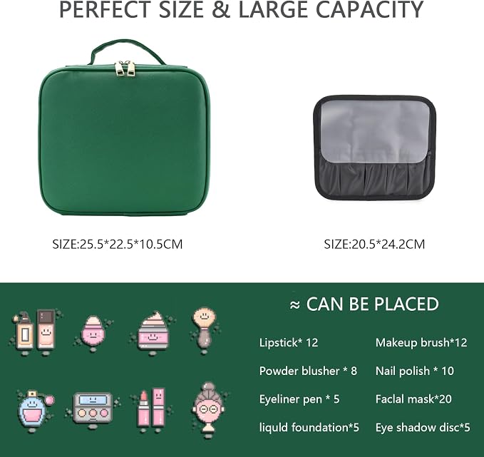 Makeup Bag with Led Mirror, Travel Makeup Organizer with 3 Color Setting - Image 2