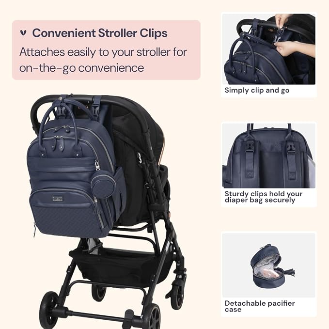 BabbleRoo Leather Diaper Bag Backpack - Image 7
