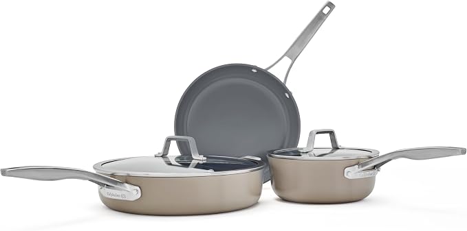 Calphalon® Premier Ceramic Nonstick 5-Piece Cookware Set, Mushroom Grey by Calphalon