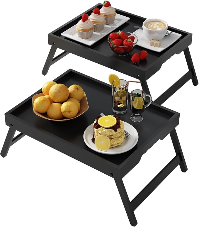 Bed Tray Table with Folding Legs, Bamboo Breakfast in Bed by Unknown