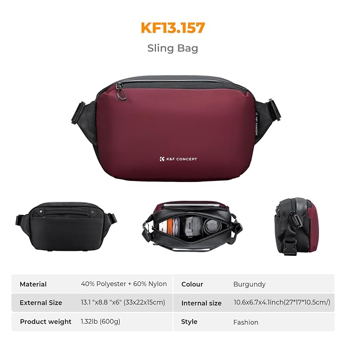K&F Concept 2 in 1 Sling Bag Everyday Shoulder Bag & Multifunction Photography - Image 7