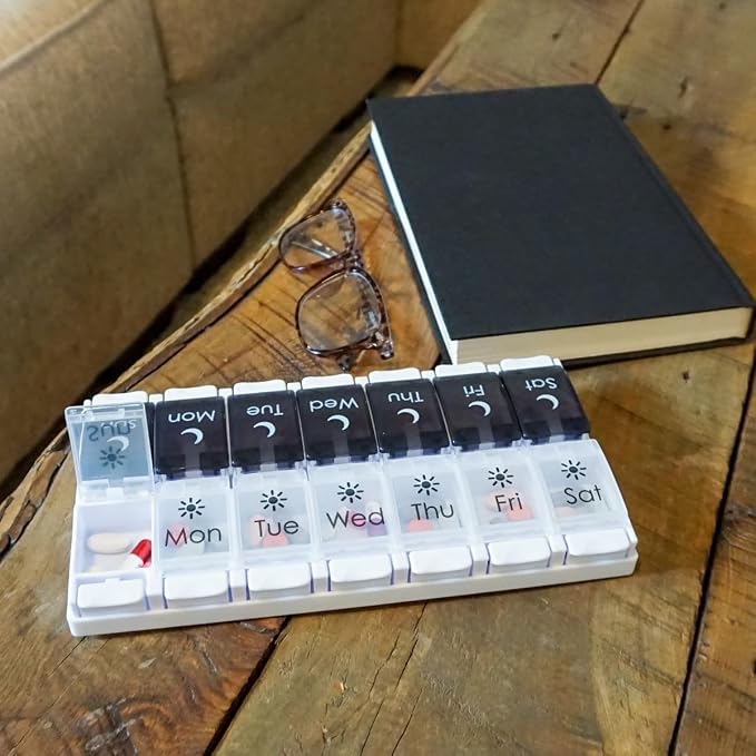 EZY DOSE Push Button Pill Case, Medicine Planner, Vitamin Organizer, 2 Times a - Image 7