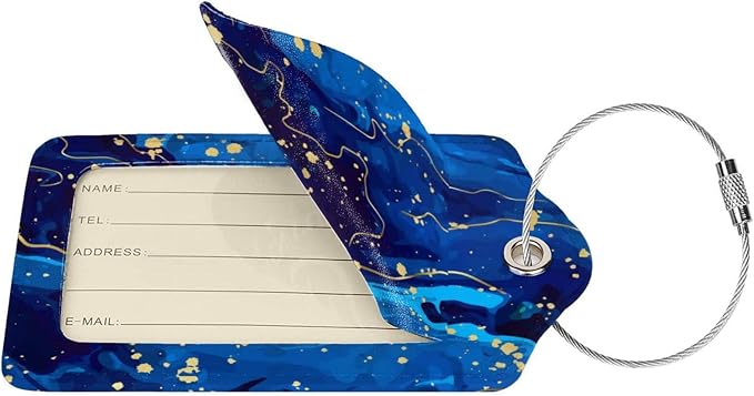 Blue and Gold Marble Luggage Tags - Image 2