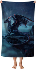 WZOMT Microfiber Dragons Beach Towel, Cool Funny Blue Dragons Standing on The by WZOMT