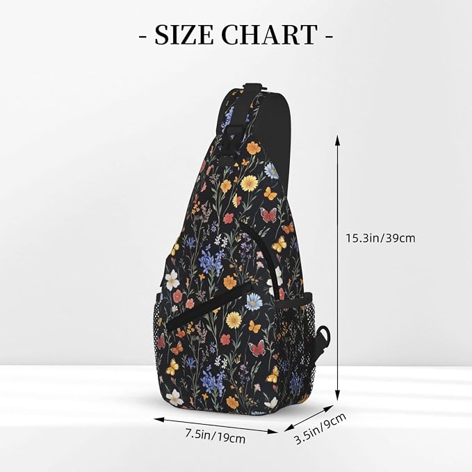 SUPLUCHOM Sling Bag Vintage Botanical Flower Wildflower Hiking Daypack - Image 3