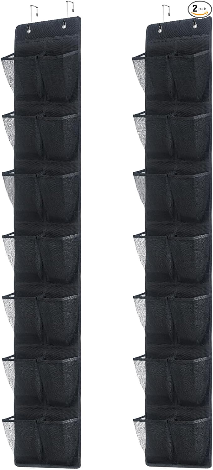 Over The Door Shoe Organizer, 14 Large Mesh Pockets Hanging Shoe Rack by Unknown