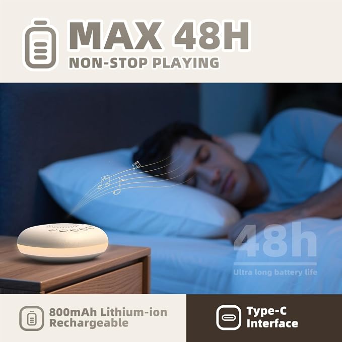 Portable White Noise Machine for Baby Adults, Rechargeable Brown/Pink Noise - Image 8
