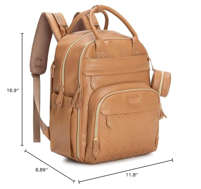 BabbleRoo Leather Diaper Bag Backpack - Image 9