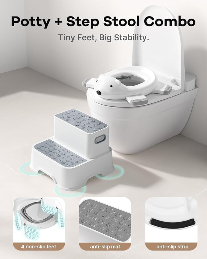 3 in 1 Potty Training Toilet & Toddler No-Slip Step Stool - Image 3