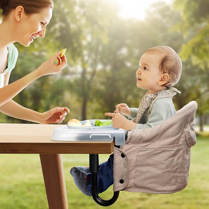 Hook On Chair with Removable Dining Tray, Portable Hook-On Chairs with Storage - Image 2