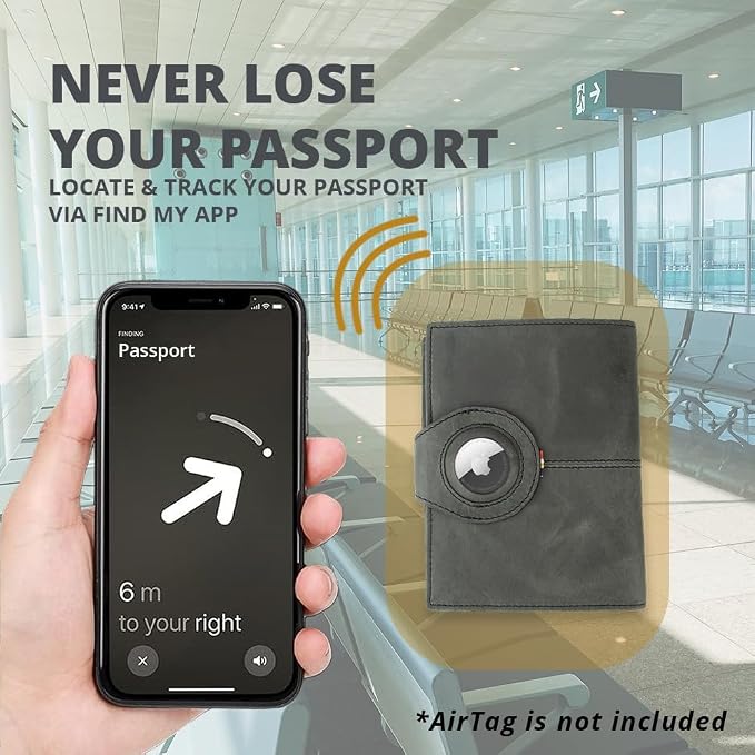 GARZINI Passport Holder with AirTag, Passport Wallet with RFID, Travel - Image 2