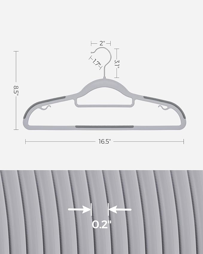 SONGMICS Pack of 30 Coat Hangers, Space-Saving Plastic Clothes Hangers - Image 7