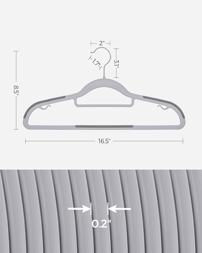 SONGMICS Pack of 50 Coat Hangers, Space-Saving Plastic Clothes Hangers - Image 6