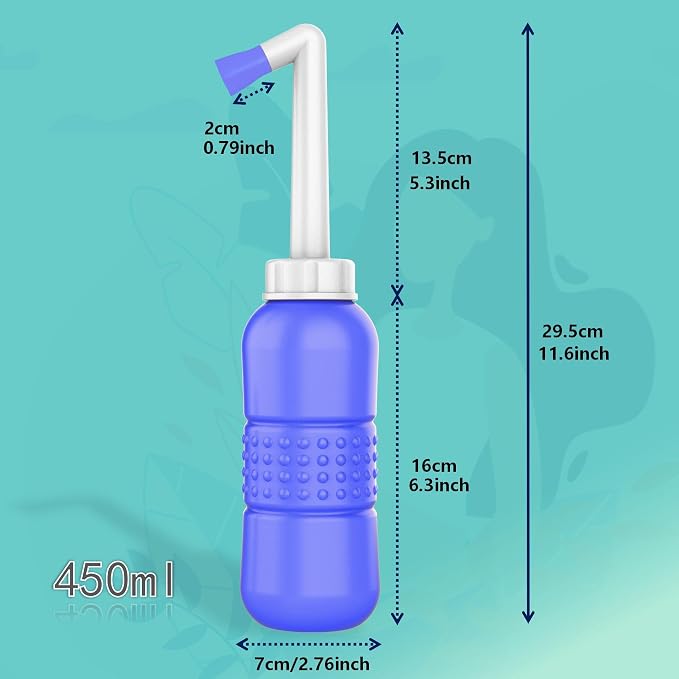2PCS Pink+Blue Portable Bidets +Water Seal Cap - 15oz Peri Bottle - Image 5
