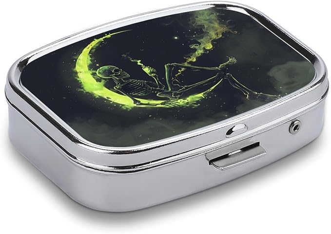 Metal 2 Compartment Pill Organizer Travel Friendly Portable Compact Pill Box - Image 3