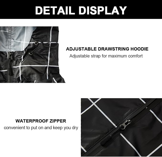 Rain Poncho Jacket Coat Hooded Zipper Style - Image 3