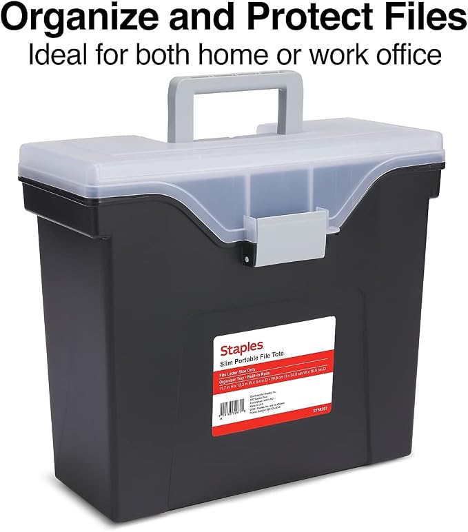 STAPLES Slim Portable File Tote, Letter Size - Image 2