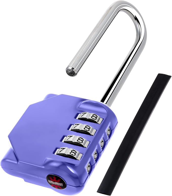 CL21VP 2.6 Inch Long Shackle Combination Lock, 4 Digit Combination Padlock Set by KAWAHA