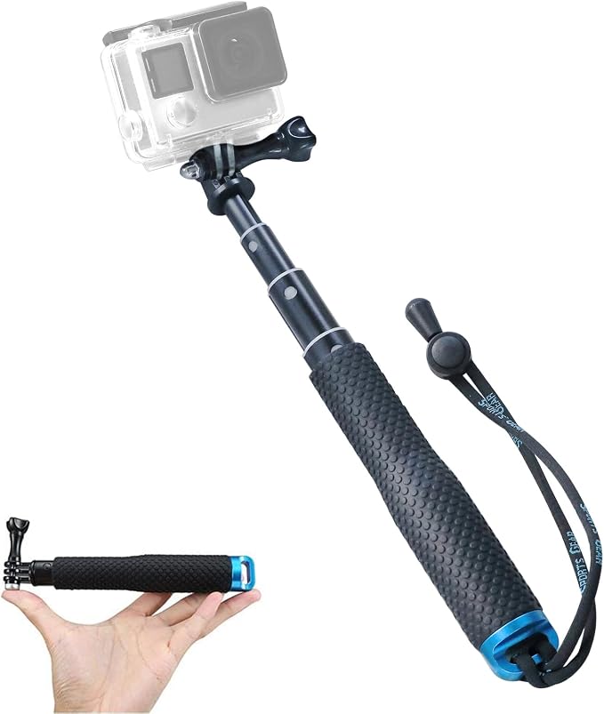 19” Short Extension Selfie Stick Compact Handle Grip Adjustable Waterproof by Trehapuva