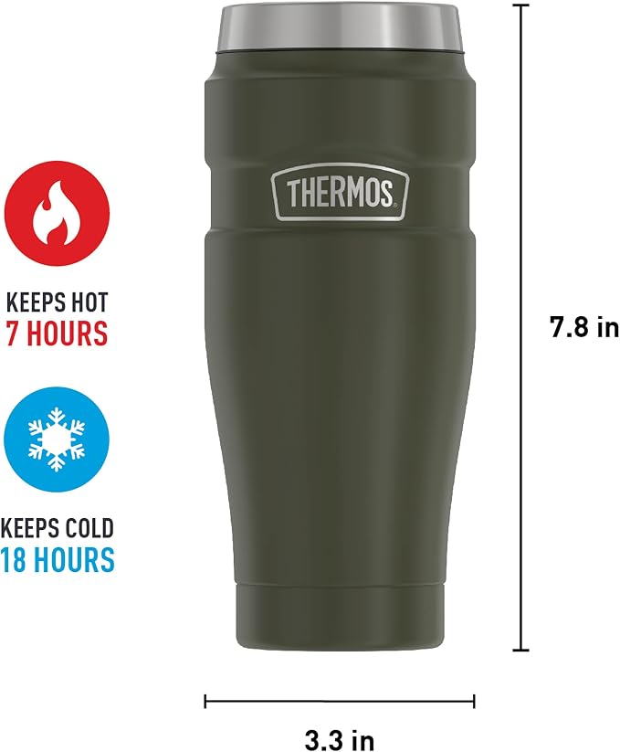 THERMOS Stainless King Vacuum-Insulated Travel Tumbler, 16 Ounce, Army Green - Image 6