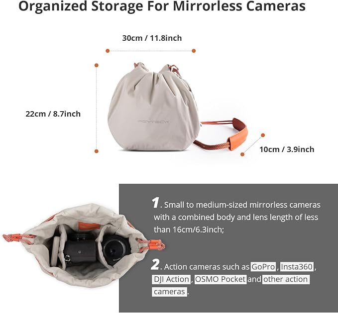 PGYTECH OneGo Drawstring Small Camera Bag, Soft Cute Camera Pouch Handbag - Image 6