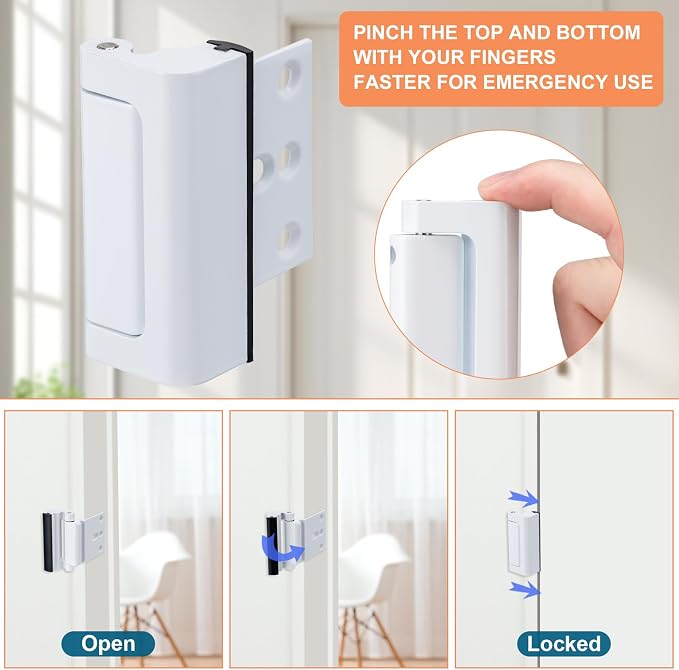 2 Pack Home Security Door Lock, Childproof Door Reinforcement Lock, - Image 4