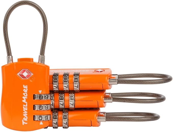 4 Pack TSA Approved Travel Combination Cable Luggage Locks by TravelMore