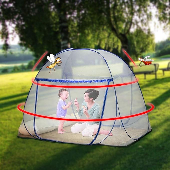 Pop-up Mosquito net Double Bed, L75xW47xH55in, Double Door Zip Portable Tent - Image 2