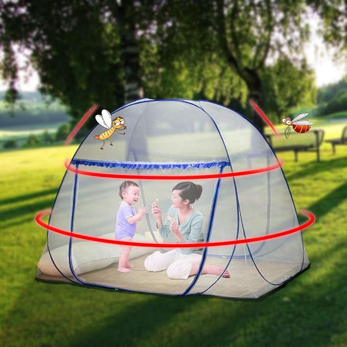 Pop-up Mosquito net Double Bed, L79 x W71 x H59 in Double Door Zip Portable - Image 2